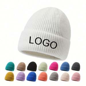 Design Warm Knitted Thermal Plain Men Woman Fashion Caps Custom Acrylic Winter Knitted Hats for Adult - Product Image 1