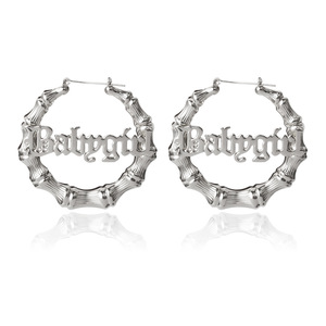 Pendientes <span class=keywords><strong>de</strong></span> <span class=keywords><strong>aro</strong></span> grandes <span class=keywords><strong>de</strong></span> <span class=keywords><strong>oro</strong></span> con letras 'BABY GIRL' exageradas estilo americano, <span class=keywords><strong>de</strong></span> bambú, para niñas, joyería - Product Image 3