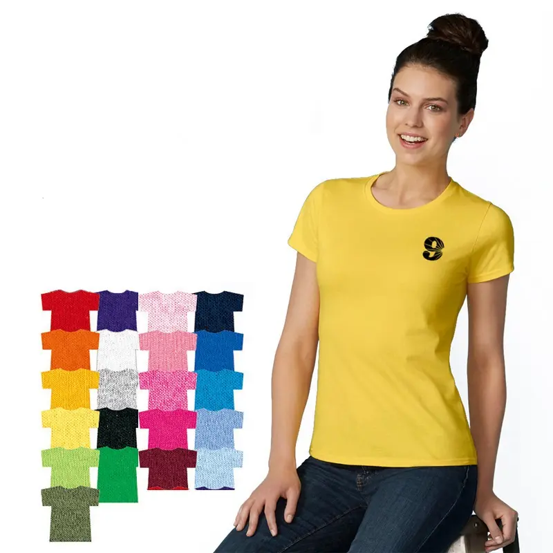 T-shirt vierge uni 100% coton pour femmes, impression de logo personnalisé, 180g pour femmes, meilleur prix