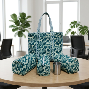 Sac fourre-tout en coton imprimé personnalisé, ensemble de 3 trousses de maquillage avec fermeture éclair, design floral vintage - Sacs cosmétiques de voyage, ensemble cadeau réutilisable - Product Image 6