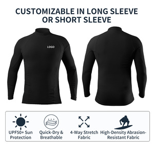 メンズ向けカスタムロゴ長袖ラッシュガード：UPF50+ UVカット、速乾性コンプレッションシャツ、サーフ・スイムトップス - Product Image 2