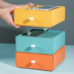 Desktop cosmetic storage box, color-blocked drawer <b>shelf</b>, student desk stationery storage box, office organization - Product Image 2
