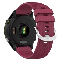 Bracelet en métal argenté 18mm pour Garmin Forerunner 255S 265S Music Cross Grain Bracelet de montre en silicone