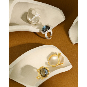 WMJF312 Batu Permata Bulan Labradorite Indah 925 Perak Murni Perhiasan Buatan Tangan Cincin <span class=keywords><strong>Bohemian</strong></span> Populer - Product Image 3