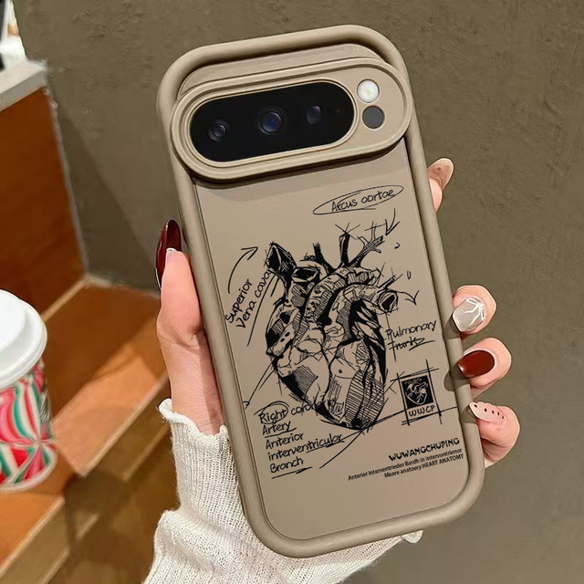 Heart Sketch 10 Compatible with Google PixelMobile Phone Case Plain Embossing Shockproof Cover case for google 7 8 9 10 Pro XL