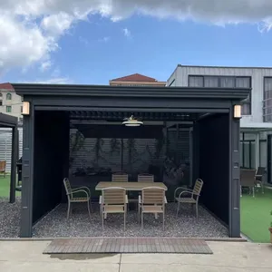 Sistem pergola atap tahan air luar ruangan, pergola aluminium otomatis gaya Eropa untuk taman/teras