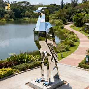 Custom Design Moderne Stijl Grote Geometrische Gesneden Roestvrij Staal Vogel Beeldje Sculptuur Voor Outdoor Landschapsdecoratie - Product Image 2