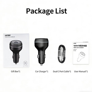 Chargeur de voiture LKTOP 100W 2 USB-C + 1 USB-A Adaptateur de voiture rapide PD/QC pour ordinateur portable iPhone Android 12V/24V Chargeur de véhicule - Product Image 6