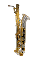 Eastern Music Pro Brass Baritone Saxophone - Silver Plated Body and Keys