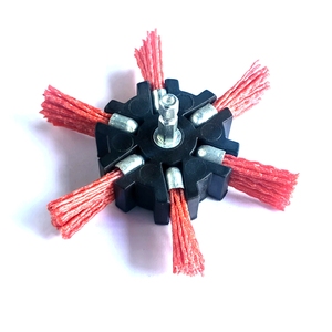 <span class=keywords><strong>Brosse</strong></span> à lamelles en <span class=keywords><strong>nylon</strong></span> rouge 100 mm, qualité industrielle, fonction de polissage avec <span class=keywords><strong>perceuse</strong></span> électrique, personnalisable OEM, poils abrasifs - Product Image 1