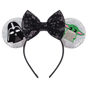 Oreilles de souris Bandeaux à paillettes pour filles Bébé Femme Grogu Master <span class=keywords><strong>Yoda</strong></span> Arcs Accessoires pour cheveux Cadeaux - Product Image 5