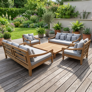 Modern Design Teak Wood Garden Indonesia Manufacturer Supplier Exporter Patio Outdoor Furniture <b>Sofa</b> <b>Sets</b> For Hotel Villa - Product Image 2