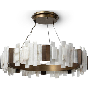Lustre rond <span class=keywords><strong>en</strong></span> marbre naturel, style moderne et luxueux, <span class=keywords><strong>en</strong></span> <span class=keywords><strong>albâtre</strong></span> espagnol, pour salon, restaurant, hall d'entrée - Product Image 4
