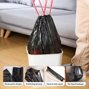 ถุงขยะดำแบบมีเชือกผูก ขนาด 13 แกลลอน ผลิตจาก HDPE รีไซเคิล เป็นมิตรต่อสิ่งแวดล้อม ย่อยสลายได้ มีกลิ่นหอม สำหรับใช้ในครัวเรือน - Product Image 4
