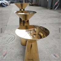 Table de cocktail extérieure en métal avec dessus rond en acier inoxydable or brillant Table de bar ronde pour décor de mariage de restaurant d'hôtel