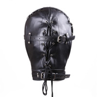 Masque en cuir fétiche esclave avec boule de bâillon noire pour les fêtes, masques de bondage, jouets sexuels pour couples