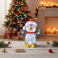 Lumière LED 3D blanche en forme de pingouin de Noël, figurine en acrylique, boucle lumineuse, étanche IP44, contrôle manuel, prise murale USB
