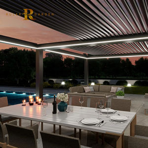 Pergola moderne d'extérieur, jardin, télécommande, persienne motorisée, toit pliable, lumières <span class=keywords><strong>LED</strong></span>, pergola rétractable en aluminium étanche - Product Image 1