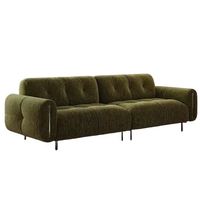 Canapé une place en velours chenille style vintage avec recharge sans fil, design compact et droit pour petits espaces, salon minimaliste