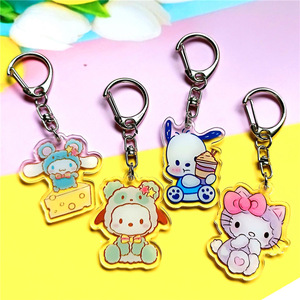 Customized UV Printing Anime Cartoon Acrylic Keychain with Holographic Effect and High-definition Logo