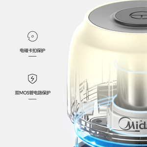 Picadora Eléctrica de Alimentos Midea, Recipiente de Vidrio de 0.5L, Carcasa de Plástico, Color Blanco Albaricoque, Trituradora de Carne y Ajo para Uso Doméstico - Product Image 4