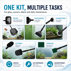 Outils de nettoyage multifonctionnels 5 en 1 pour aquariums avec tige d'extension et têtes amovibles – OEM/ODM Écologique - Product Image 5