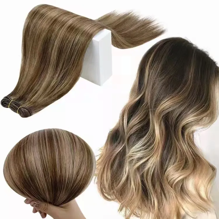 Mulher 100% Cabelo Humano Termina Grossa 100g Máquina De Costura Reta Trama Extensões De Cabelo Natural Cabelo Humano