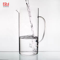 Vente flash d'été : Pichet en verre transparent de 2 L fait à la main, sans plomb, avec poignée