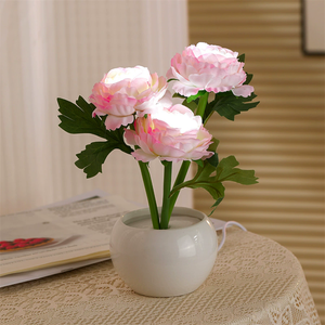 Home Ornaments Pink Rose Flower <strong>Pot</strong> <strong>Night</strong> Light Indoor Tabletop Decoration Romantic Atmosphere - Product Image 5