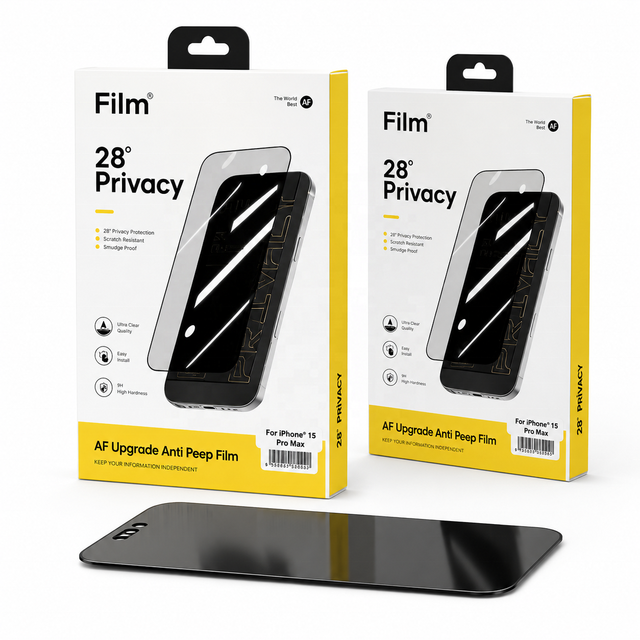 Custom Eco-Friendly Mobile Phone Screen Protector Packaging Box Sponge Lining Tempered Glass Film Retail Paper Folder Hanging