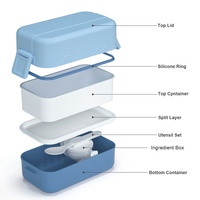Nouvelle arrivée : boîte à lunch scolaire en plastique pour enfants, réutilisable, anti-fuite, 3 compartiments, boîte de rangement alimentaire, bento