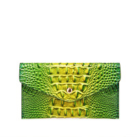 Dompet Wanita Bergaya Retro Eropa Amerika Terbaru Multi-warna, Dompet Clutch Motif Kulit Buaya, Dompet Brahmin Bahan Poliester