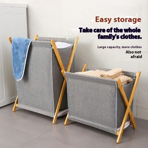 WeavWin Large Nordic Bamboo Foldable Laundry Hamper New Model Storage <strong>Bin</strong> with Cotton Lid for Dirty Clothes for Bathroom Bedroom - Product Image 2