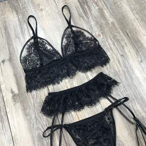 Intimo Sexy da donna con fasciatura in Chiffon di pizzo tinta unita in tre pezzi in Europa e in America - Product Image 4