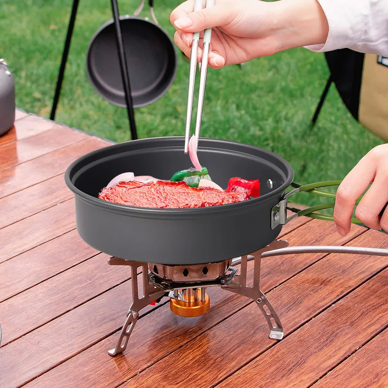 outdoor supplies set pot teapot combination Aluminum portable camping cooker pan