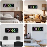 Reloj de Pared Electrónico de 13 Pulgadas para Decoración del Hogar, Reloj de Pared Inteligente LED de Arte Moderno para Cocina, Reloj de Pared Digital Grande de Lujo Analógico