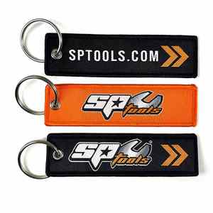 Porte-clés brodé double face personnalisé avec logo et texte, en tissu tissé, pour cadeaux promotionnels - Product Image 1