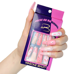 Ongles artificiels de luxe de créateur, longs, style ballerine, 24 pièces par boîte, avec coussinet en <span class=keywords><strong>gel</strong></span>, prix de gros usine pour stock de doigts - Product Image 1