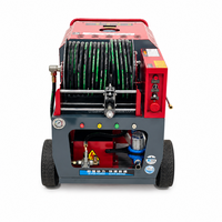 Machine de nettoyage de canalisations à distance 200 bars, équipement de débouchage de canalisations et de tuyaux avec moteur essence bicylindre 37 CV, 84 L/min