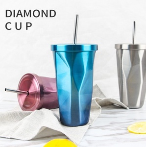 Vente en gros 2024 gobelet rose double couche fantaisie personnalisé 17oz tasses à glace en métal avec paille vente chaude tasse à café - Product Image 3