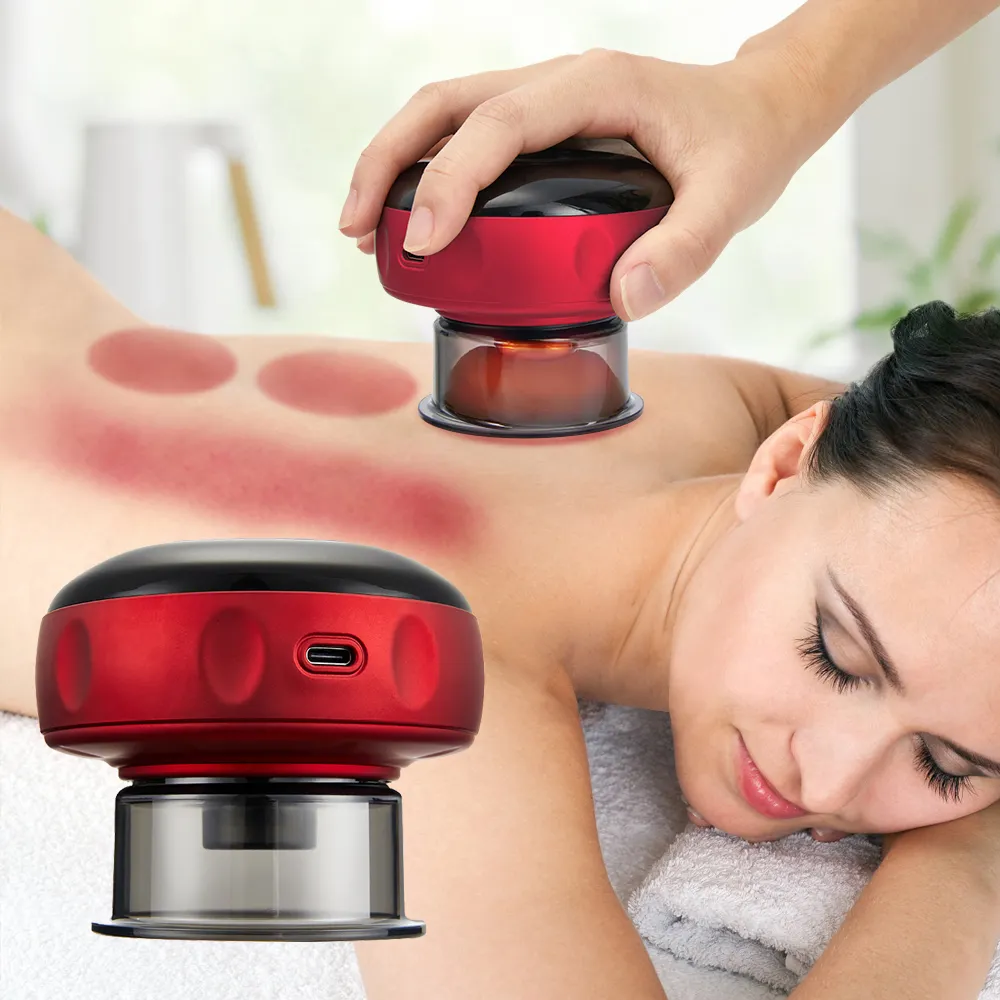 3 en 1 masseur de santé du corps et du visage Machine électrique de thérapie par ventouses 6 vitesses de chauffage chinois intelligent Gua Sha Outil de massage par ventouses