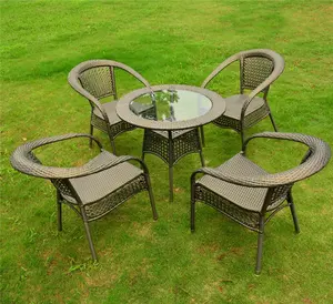 Professionele Leverancier 4 Zits Unieke Outdoor Rotan Meubels Sets, Rieten Rotan Meubels Indoor Tuinieren Tafel Stoel Set