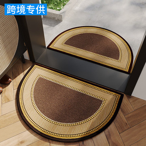 Tapis de porte semi-circulaire Annie en fibre de polyester, antidérapant, couleur unie, rectangulaire, pour entrée de maison, tapis absorbant pour les pieds - Product Image 5