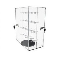 Vitrine de présentation moderne en acrylique transparent avec base rotative, pré-assemblée, avec 40 crochets et serrures