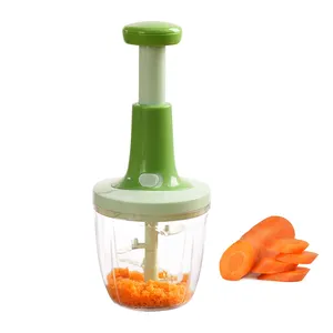 Hand-Operated Kitchen Food Processor Plastic Blade Manual Push Meat Grinder & Veggie Chopper for Garlic Onion Other