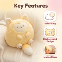 Peluches douces rondes de 45 cm, série animaux, jouets en peluche moelleux à poils courts, 4 styles : Lapin rose, Renard jaune, Mouton blanc, Cochon rose
