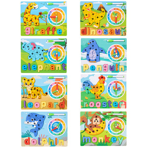 CPC CE giáo dục sớm đồng hồ chính tả học tập đồ chơi bằng gỗ động vật 3D Câu Đố phù hợp với câu đố ghép hình với bảng vẽ - Product Image 5