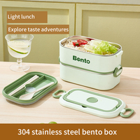 Boîte à lunch bento en acier inoxydable Kawaii pour garçons et filles, usage scolaire, double niveau, capacité de 1250 ml, récipient alimentaire chauffable