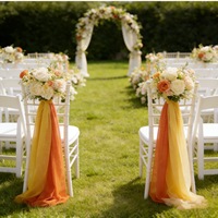 Nœuds de chaise de mariage en mousseline de soie, drapés décoratifs pour allée, nœuds papillon en tissu sans plis, attaches pour chaises de mariage