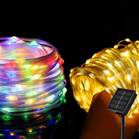 Lampu LED Strip Pintar 100m Tahan Air IP66 Lampu String Tenaga Surya Kontrol Jarak Jauh 3000K Putih Hangat Luar Ruangan PC